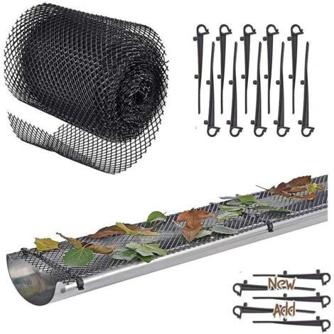 Grillage Gouttiere Haute Qualité ROBUSTE [INCLUS 12 Crochets + 1Grille 6m x 15cm] Protege Toiture + Protection contre Feuille
