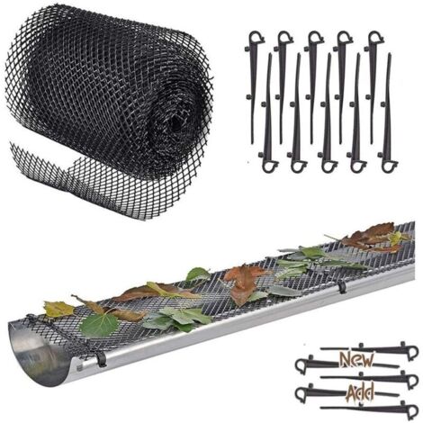 Grillage Gouttiere Haute Qualité ROBUSTE [INCLUS 12 Crochets + 1Grille 6m x 15cm] Protege Toiture + Protection contre Feuille
