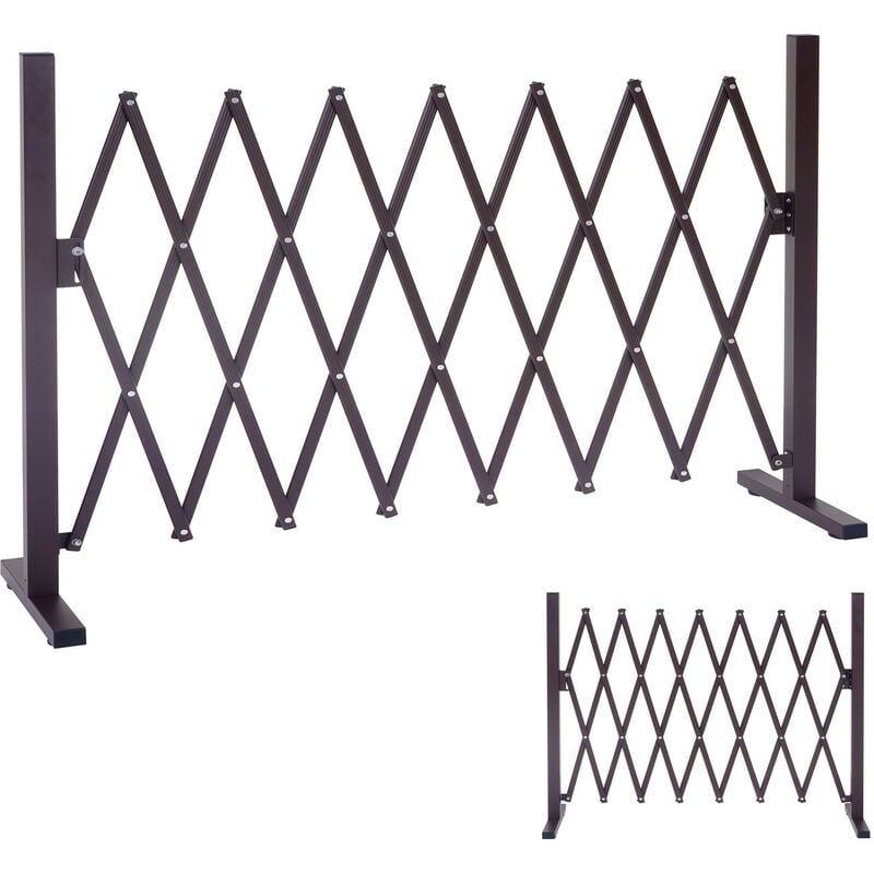 Grillage HWC-B34, grille protectrice télescopique, aluminium marron - hauteur 153cm, largeur 36-300cm