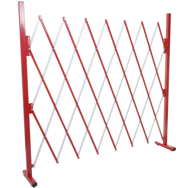 Grillage HW C-B34, grille protectrice télescopique, aluminium rouge/blanc - hauteur 153cm, largeur 28-200cm