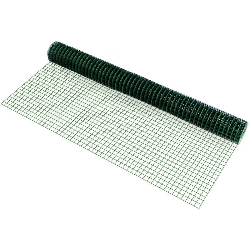 Pro.tec - Grillage métallique treillis carré 1 x 5 m vert 1 rouleau [ ]