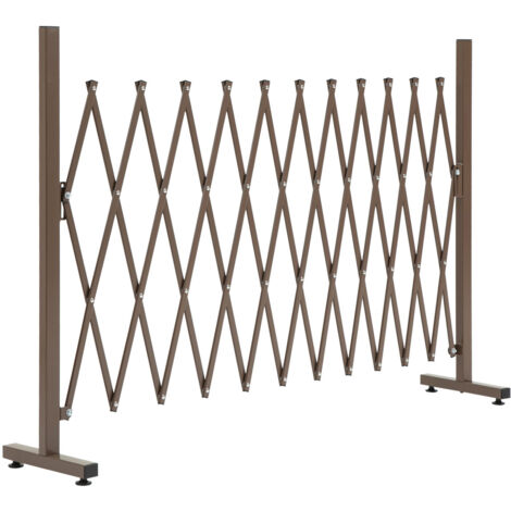 Grillage métallique, tuteurs pour plantes, barrières de portail à ciseaux, extensibles 35-300 cm, aluminium, marron.