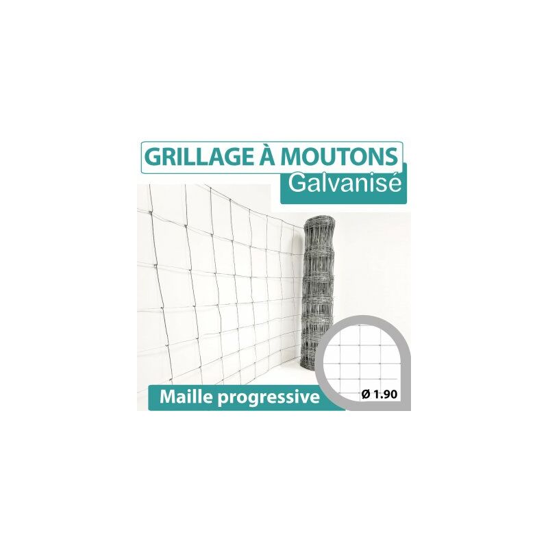 Cloture&jardin - Grillage Noué - Grillage a Moutons - Mailles Progressives - 1,50 mètre - Galvanisé