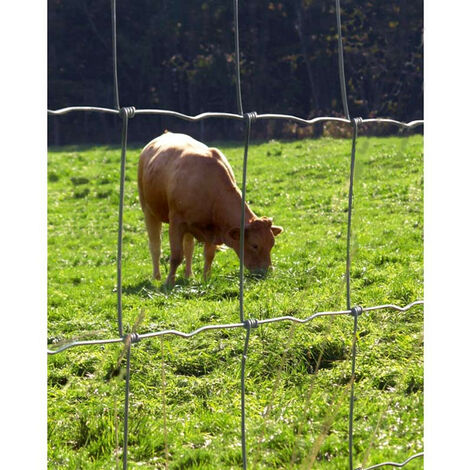 Grillage noué lourd 124 cm – Galvanisation Classe A – Rouleau 50 m – Résistance aux chocs pour enclos bovins et chevaux