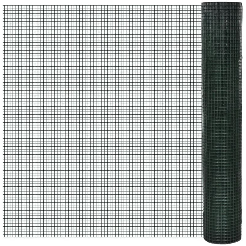 Grillage Acier galvanisé et revêtement en PVC 25 x 1 m Vert