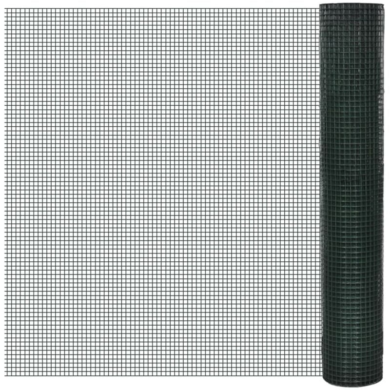 Vidaxl - Grillage Acier galvanisé et revêtement en PVC 25 x 1 m Vert