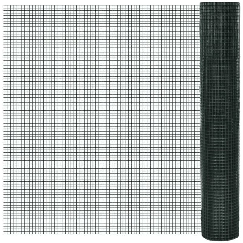 Vidaxl - Grillage Acier galvanisé et revêtement en PVC 25 x 1 m Vert