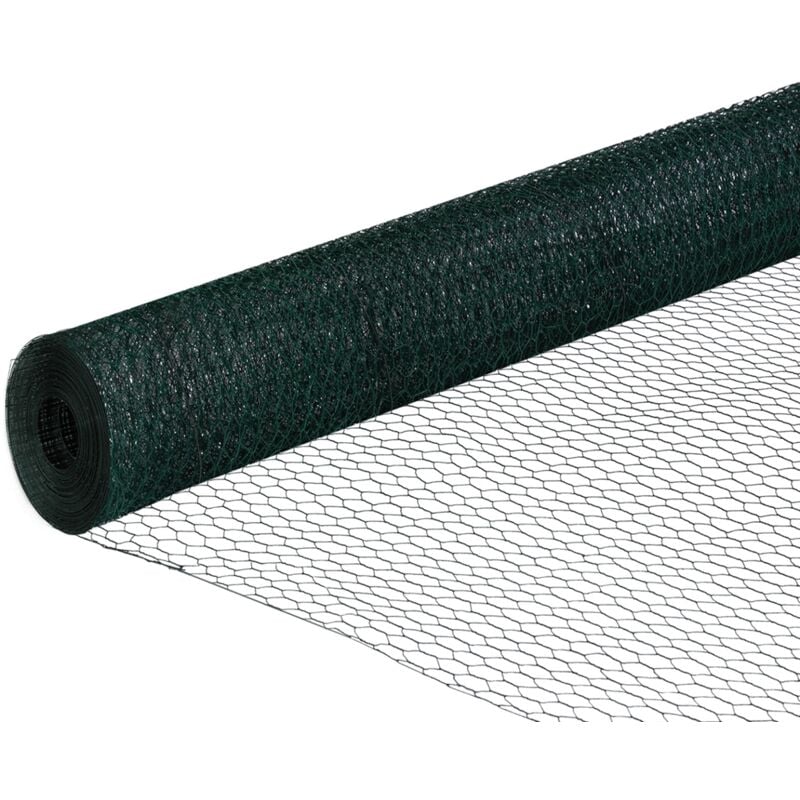 Idmarket - Grillage pour poules vert 1x25M maille 25mm triple torsion clôture souple jardin animaux