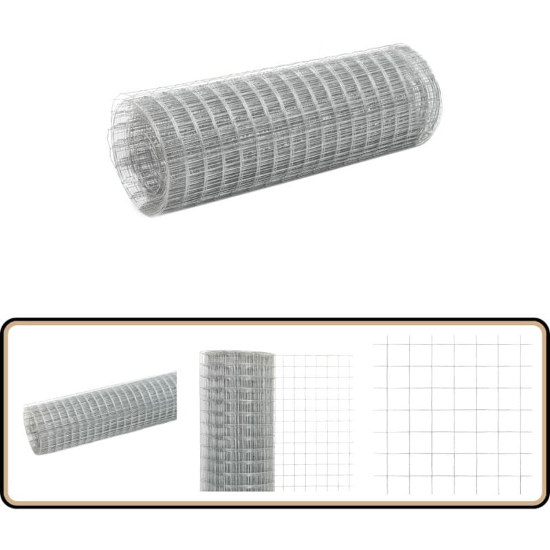 Grillage pour volière acier galvanisé 10x0,5 m argenté - Clôture Métal - Grillage Agricole - Clôture Poule - Clôture Lapin - Protection Animal