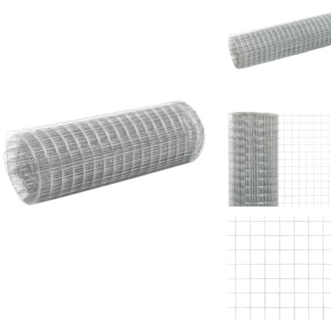 Grillage pour volière acier galvanisé 10x0,5 m argenté - Clôture Métal - Grillage Agricole - Clôture Poule - Clôture Lapin - Protection Animal