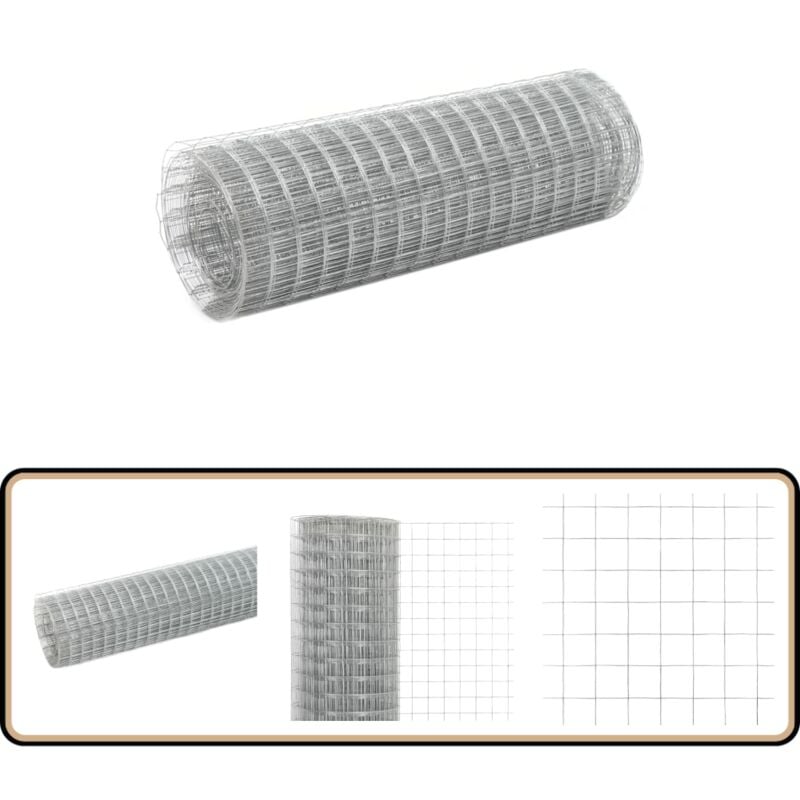 Grillage pour volière acier galvanisé 10x0,5 m argenté - Grillage - Clôture - Poule - Lapin - Volaille
