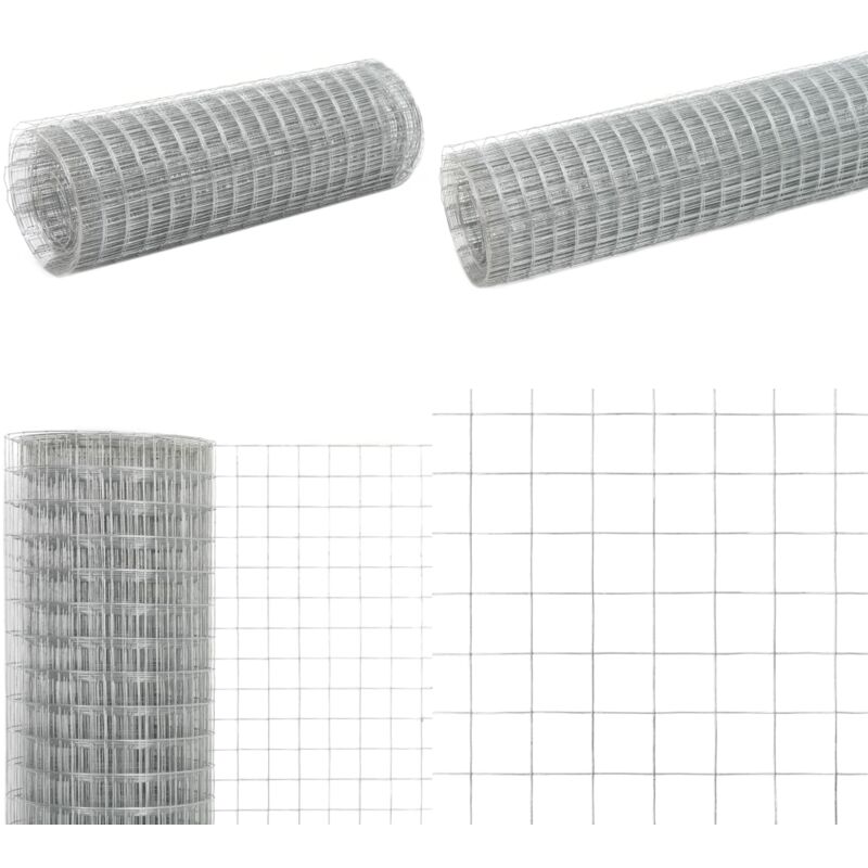 Grillage pour volière acier galvanisé 10x0,5 m argenté - Grillage - Clôture - Poule - Lapin - Volaille - Home & Living