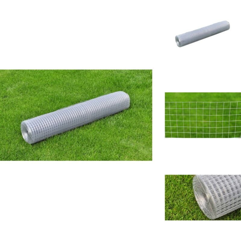 Grillage pour volière acier galvanisé 10x1 m argenté - Treillis Metallique - Grillage Agricole - Clôture Pliable - Poule Cage - Abri Jardin