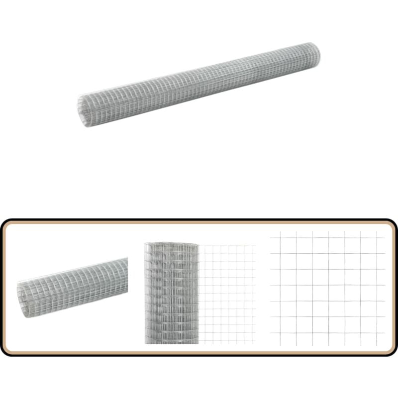 Grillage pour volière acier galvanisé 10x1,5 m argenté - Clôture Métallique - Grillage Agricole - Clôture Pliable - Clôture Jardin - Protection