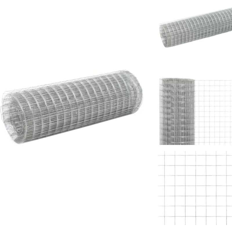 Grillage pour volière acier galvanisé 25x0,5 m argenté - Clôture Métal - Grillage Agricole - Clôture Poule - Clôture Lapin - Clôture Pliable