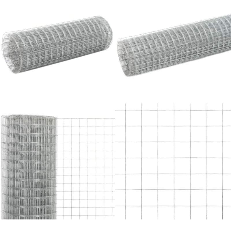 Grillage pour volière acier galvanisé 25x0,5 m argenté - Clôture Métal - Grillage Agricole - Clôture Poule - Clôture Lapin - Clôture Pliable - Home &