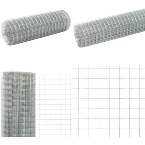 Grillage pour volière acier galvanisé 25x0,5 m argenté - Clôture Métallique - Grillage Agricole - Clôture Pliable - Clôture Résistante - Clôture Pour Animaux - Home & Living