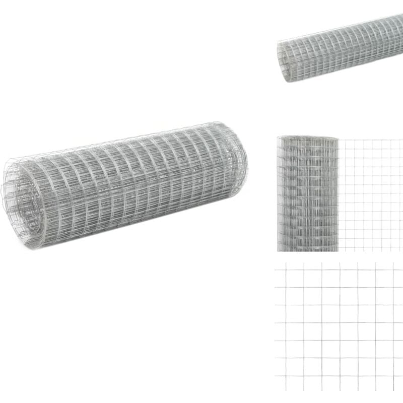Grillage pour volière acier galvanisé 25x0,5 m argenté - Clôture Métallique - Grillage Agricole - Clôture Poule - Clôture Lapin - Volière