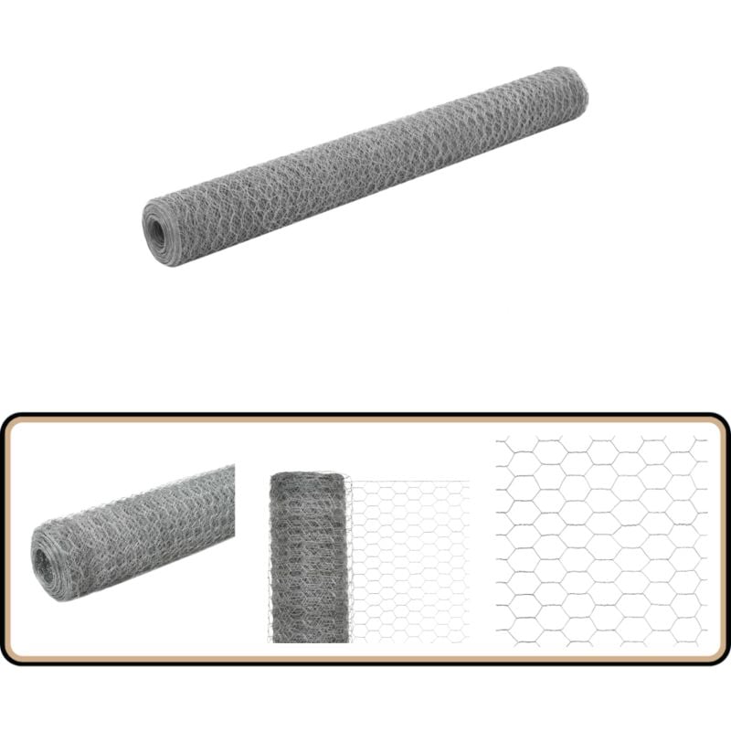 Vidaxl - Grillage pour volière Acier galvanisé 25x1,2 m Argenté - Clôture - Grillage - Clôture Jardin - Protection Animale - Abri Poulet