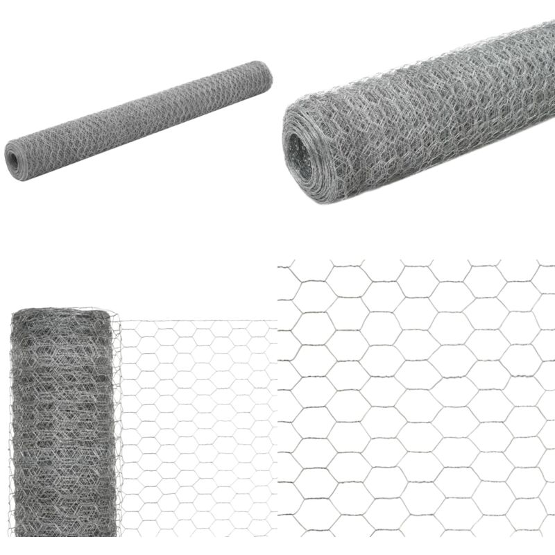 Grillage pour volière Acier galvanisé 25x1,2 m Argenté - Clôture - Grillage - Clôture Jardin - Protection Animale - Abri Poulet - Home & Living