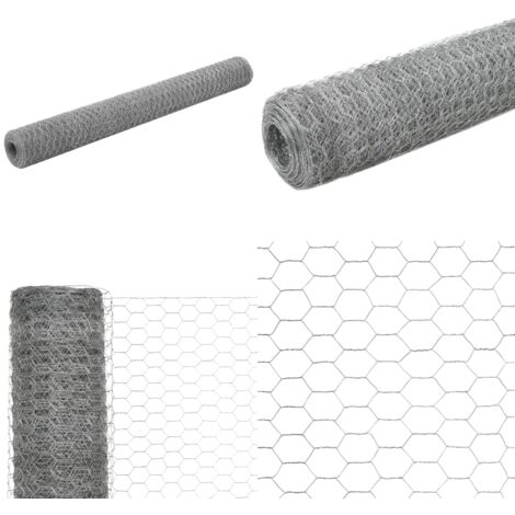 Grillage pour volière Acier galvanisé 25x1,2 m Argenté - Clôture - Grillage - Clôture Jardin - Protection Animale - Abri Poulet - Home & Living