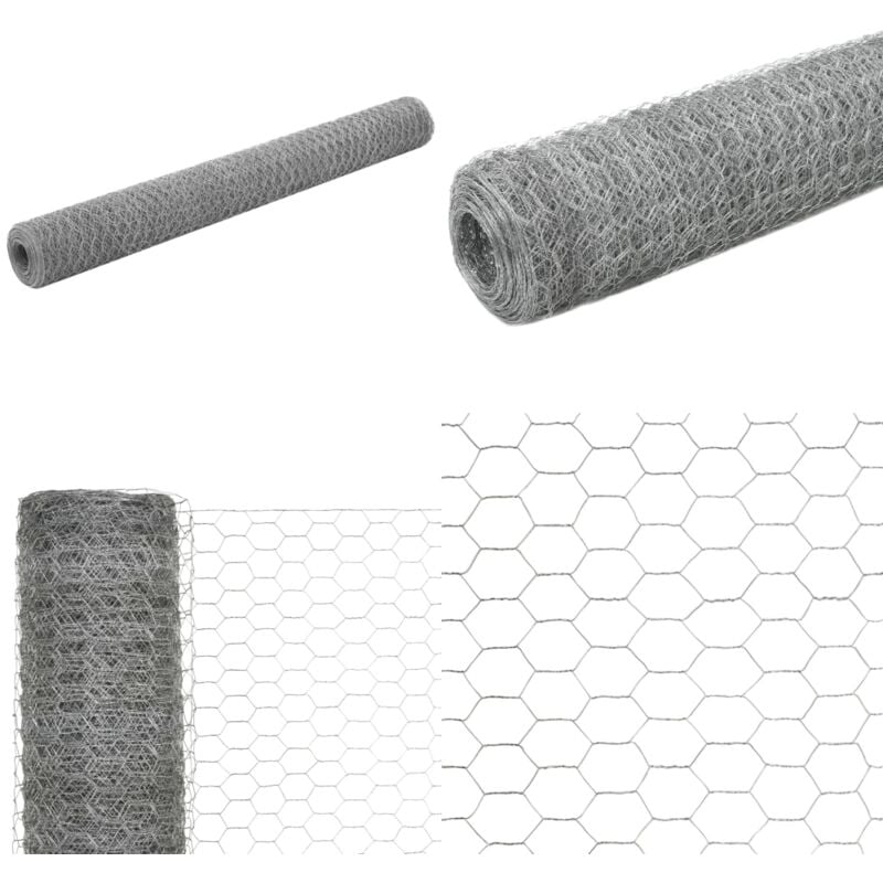 Grillage pour volière Acier galvanisé 25x1,2 m Argenté - Clôture - Grillage - Clôture Jardin - Volière - Cage à Lapins - Home & Living