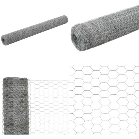 Grillage pour volière Acier galvanisé 25x1,2 m Argenté - Clôture Jardin - Grillage Animal - Grillage Poulet - Grillage Résistant - Grillage Pliable - Home & Living