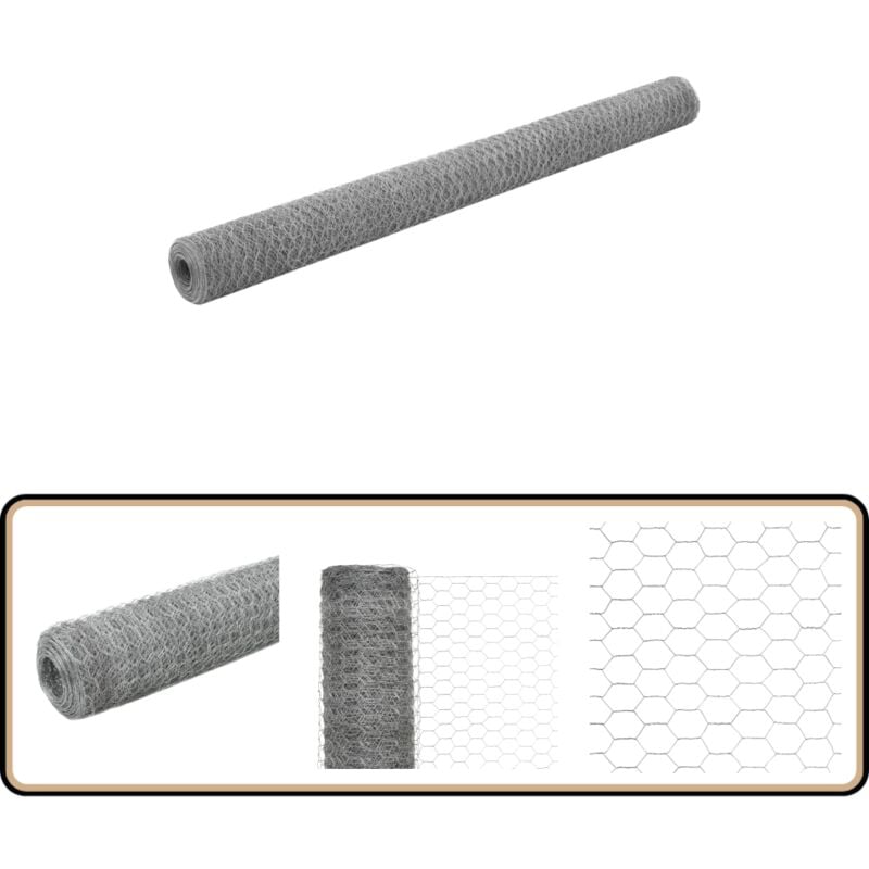 Grillage pour volière Acier galvanisé 25x1,5 m Argenté - Clôture - Grillage - Clôture Jardin - Volière - Protection Animale