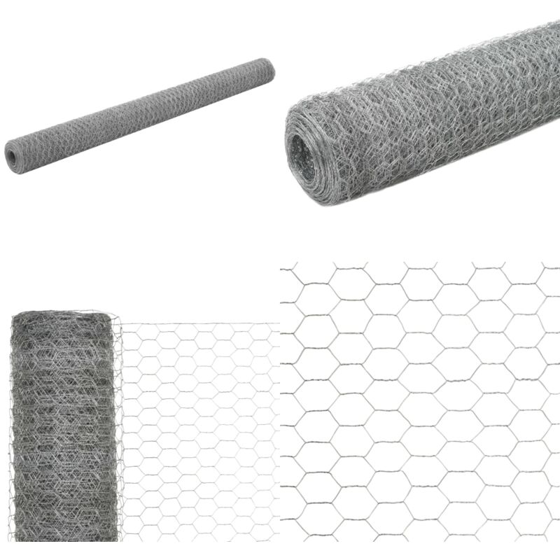 Grillage pour volière Acier galvanisé 25x1,5 m Argenté - Clôture - Grillage - Clôture Jardin - Volière - Protection Animale - Home & Living