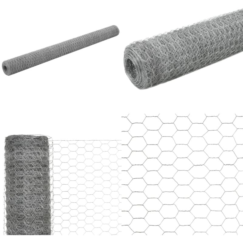 Grillage pour volière Acier galvanisé 25x1,5 m Argenté - Clôture - Grillage - Clôture Jardin - Volière - Protection Animale - Home & Living