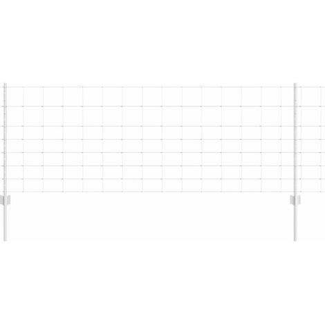 Grillage rouleau， Clôture avec poteaux Argent 0.8 x 25 m Acier