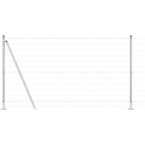 Grillage rouleau， Clôture avec poteaux Argent 1.2 x 25 m Acier