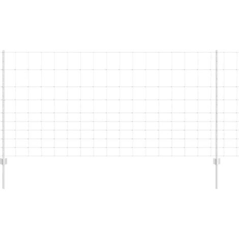 Grillage rouleau， Clôture avec poteaux Argent 1.2 x 25 m Acier