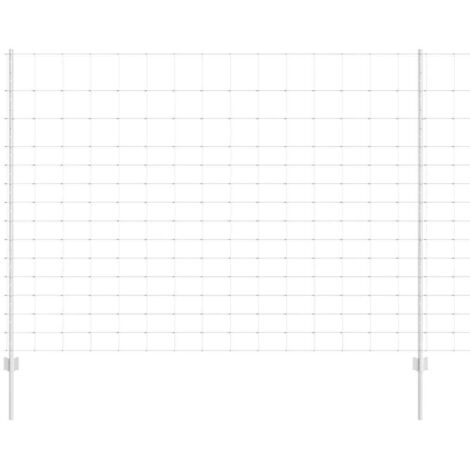 Grillage rouleau， Clôture avec poteaux Argent 1.6 x 25 m Acier