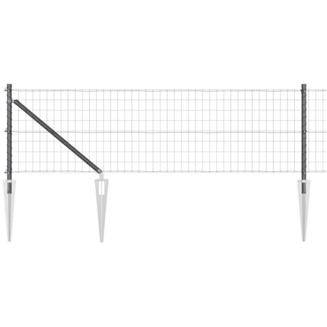 Grillage rouleau， Clôture avec poteaux Gris 0.8 x 25 m Acier
