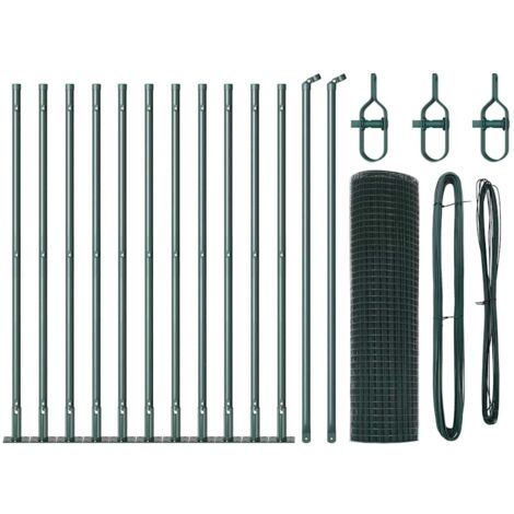 Grillage rouleau, Clôture avec poteaux Vert 0.6 x 25 m Acier