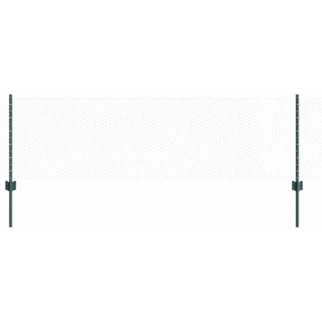 Grillage rouleau， Clôture avec poteaux Vert 0.6 x 25 m Acier