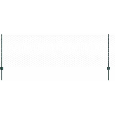 Grillage rouleau, Clôture avec poteaux Vert 0.8 x 10 m Acier