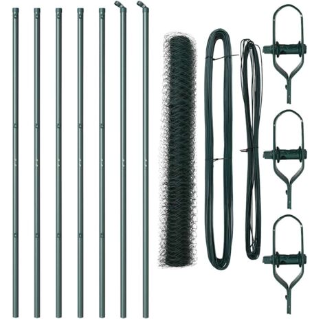 Grillage rouleau， Clôture avec poteaux Vert 1.2 x 10 m Acier recouvert de PVC