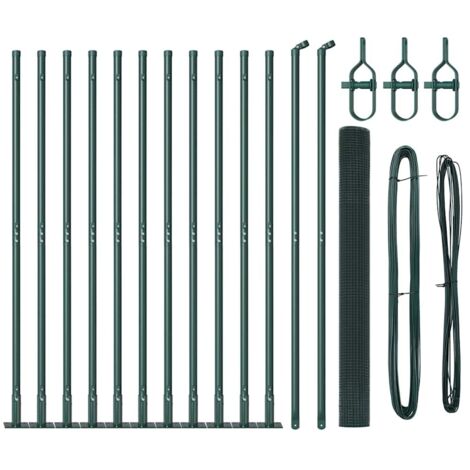 Grillage rouleau, Clôture avec poteaux Vert 1.5 x 25 m Acier