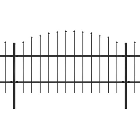 Grillage rouleau， Clôture de jardin avec dessus en forme de lance en acier 1070 x 100 cm Noir