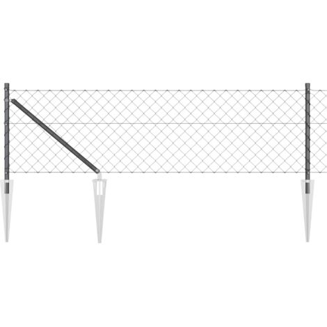 Grillage rouleau， Clôture en treillis avec poteaux Gris 0.8 x 25 m Acier