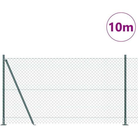 Grillage rouleau, Clôture en treillis avec poteaux Vert 1.2 x 10 m Acier