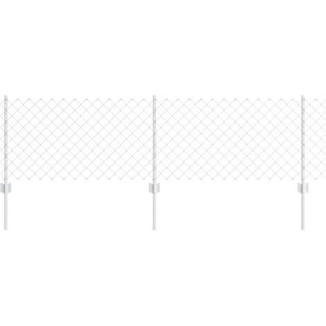 Grillage rouleau，Clôture à maillons avec 10 poteaux en U Argent 0.6x10 m Acier CFW4115185