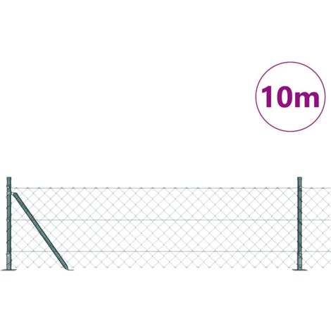 Grillage rouleau，Clôture à maillons avec 7 poteaux à brides 0.6x10 m en acier galvanisé CFW1110635