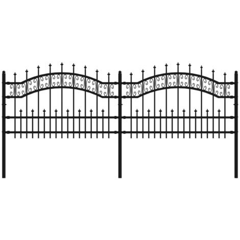 Grillage rouleau，Clôture de jardin avec sommet de lance Noir 115 cm CFW1264000