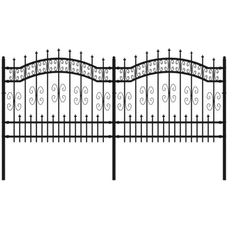 Grillage rouleau，Clôture de jardin avec sommet de lance Noir 140 cm CFW3655459