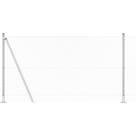 Grillage rouleau，Clôture en chaîne avec 13 poteaux à bride 1,2 x 25 m Acier galvanisé CFW2323612