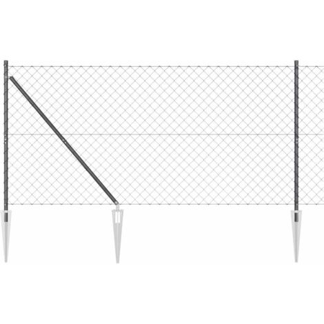Grillage rouleau，Clôture en chaîne avec 13 poteaux de piquet 1.4x25 m en acier galvanisé CFW7002962