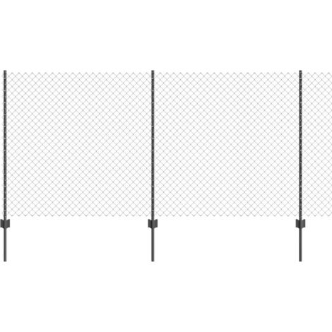 Grillage rouleau,Clôture en chaîne avec 20 poteaux U Gris 1,2x10 m Acier CFW4327700